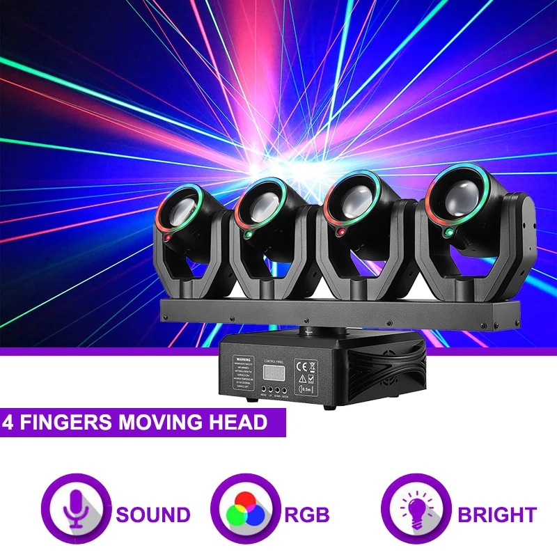 Sunart 2pcs/Lot 4 Moving Heads Bar Stage Effect Lighting For DJ Disco Night Clubs DMX Fixture With Laser
