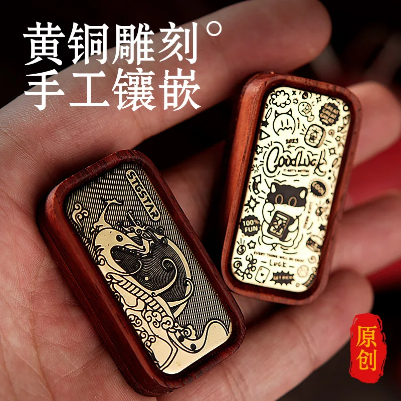 Black Sandalwood Push Slider Magnetic EDC Finger Toy Mahogany Push Cards Stress-relieving Sliders Fidget Spinners ADHD Toy Gifts