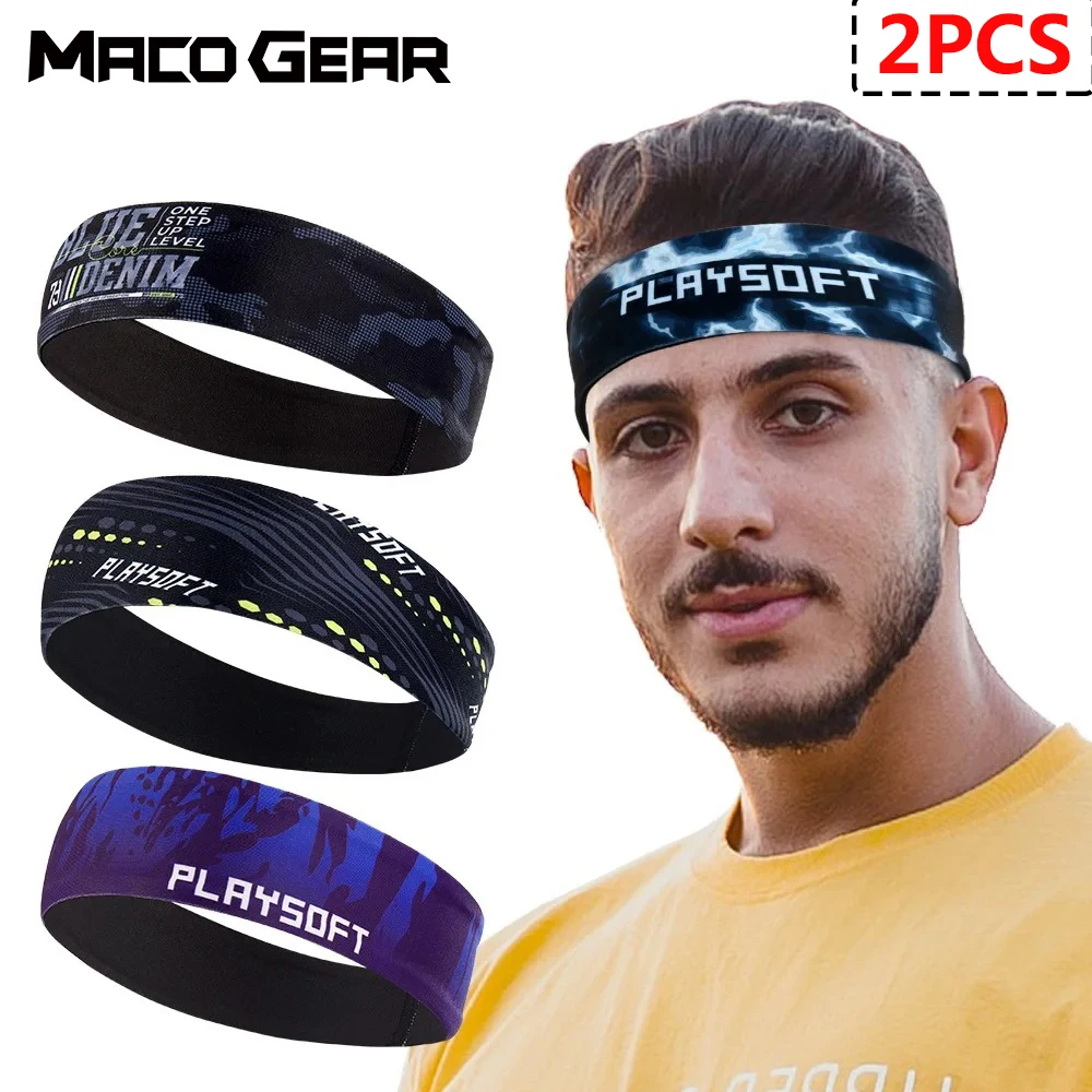 2PCS Elastische Sport Stirnbänder Schweiß Absorption Haarbänder Quick-dry Workout Yoga Gym Fitness Jogging Laufen Schweißbänder Hairwrap