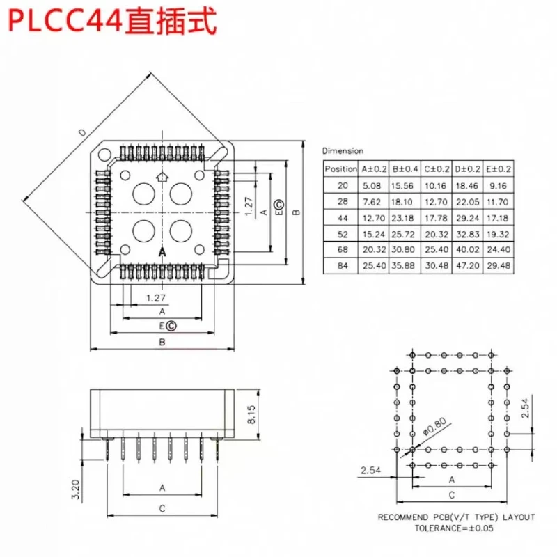 10pcs PLCC28 PLCC32 PLCC44 PLCC52 PLCC68 PLCC84 Pin PLCC SMT DIP type IC Socket Adapter PLCC Converter