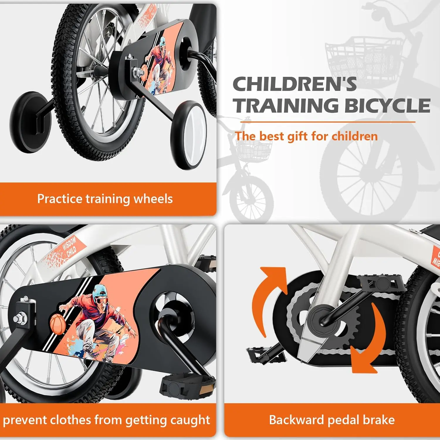 دراجة أطفال مقاس 16/18 بوصة مع عجلات تدريب للأولاد والبنات، دراجة قابلة للتعديل للأعمار من 4 إلى 8 سنوات، فرامل يدوية وكوستر، سلة، دبوس