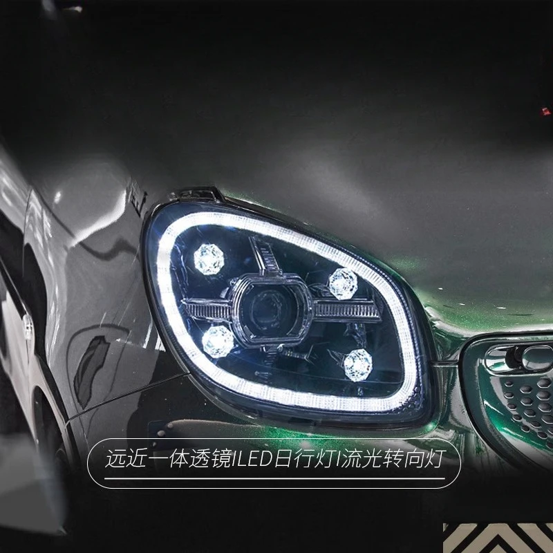 Suitable for  Mercedes-Benz Smart 16-19Headlight Assembly Modified LED Lens Headlight Daytime Running Light Flowing Turn Signal