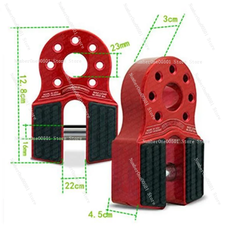 Winch Rope with Tow Hook Flat Connector Shackle Mount Aluminum Alloy Rescue Trailer Hook Connector 10T