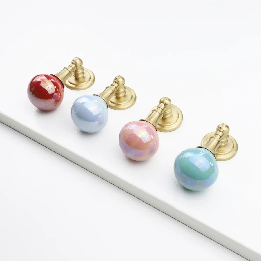 Antique Simple Drawer Handles Furniture handles Cupboard Door Pull Cabinet Knobs Round Dresser Knobs Ceramicscolorful Handles