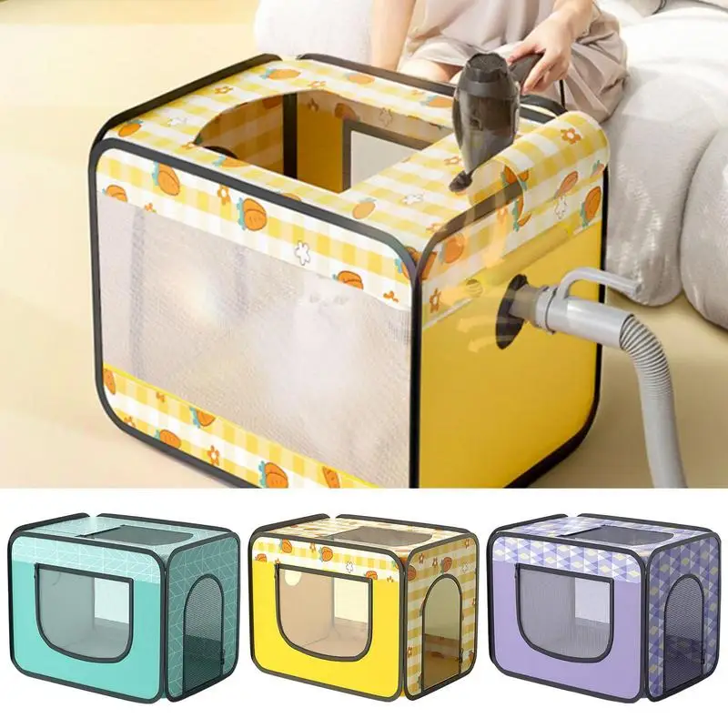 Pet Dryer Box Portable Pet Kennel Dog Portable Pet Drying Chamber Printed Anti Flying Hair Soft Pet Crate For Dogs Cats