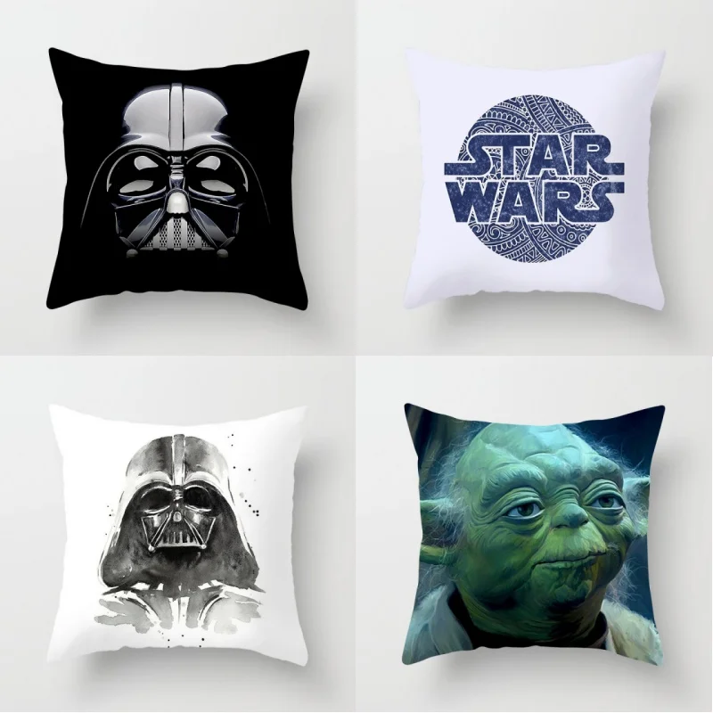 Pillow Covers Cartoon Sofa Decorative Home Printing Short Plush Cute Cartoon Star Mandalorians W-Wars Cushion Cover