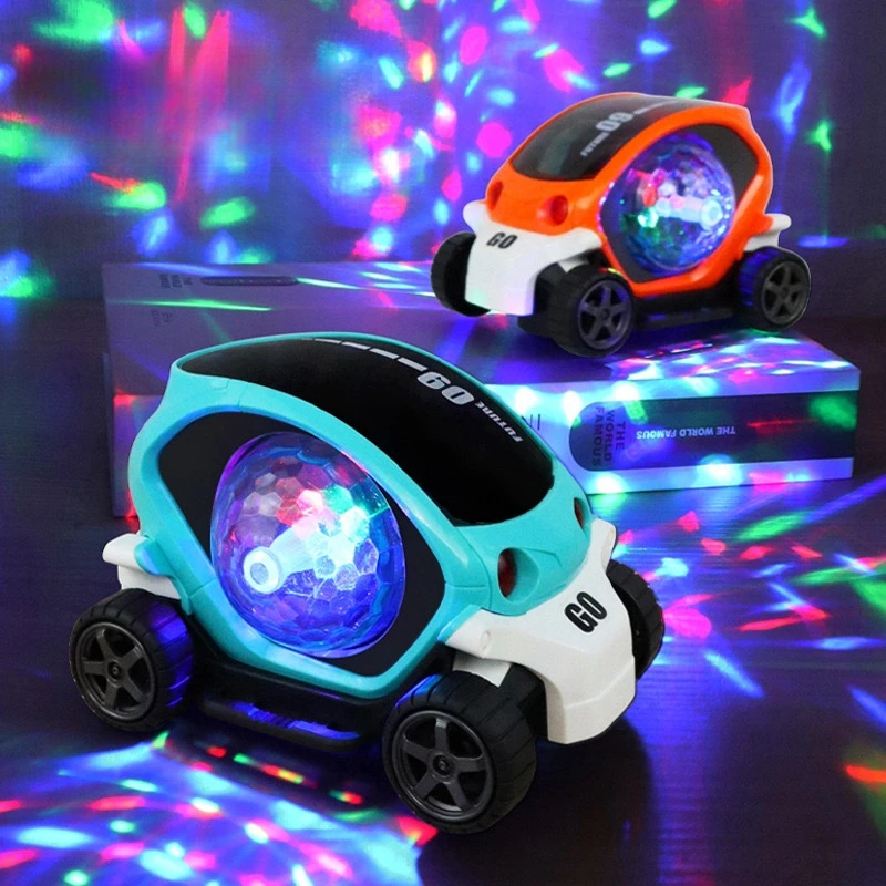 3D rotating luminous music car, automatic special music light toy car. Electric universal rotating colorful musical car, childre