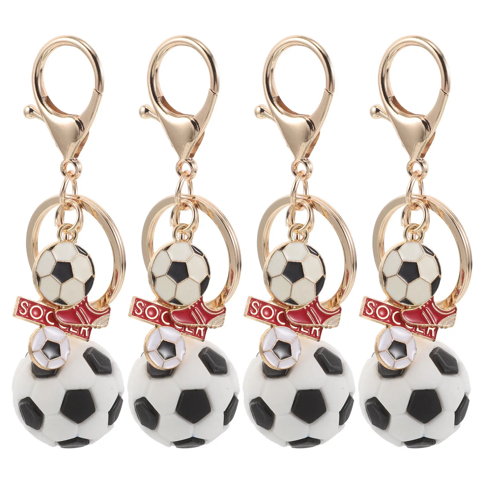

Набор из 4 металлических брелоков для ключей в виде футбольных мячей, подарки для футбольных фанатов, сувениры для школьных карнавалов и вечеринок, спортивные брелоки для ключей