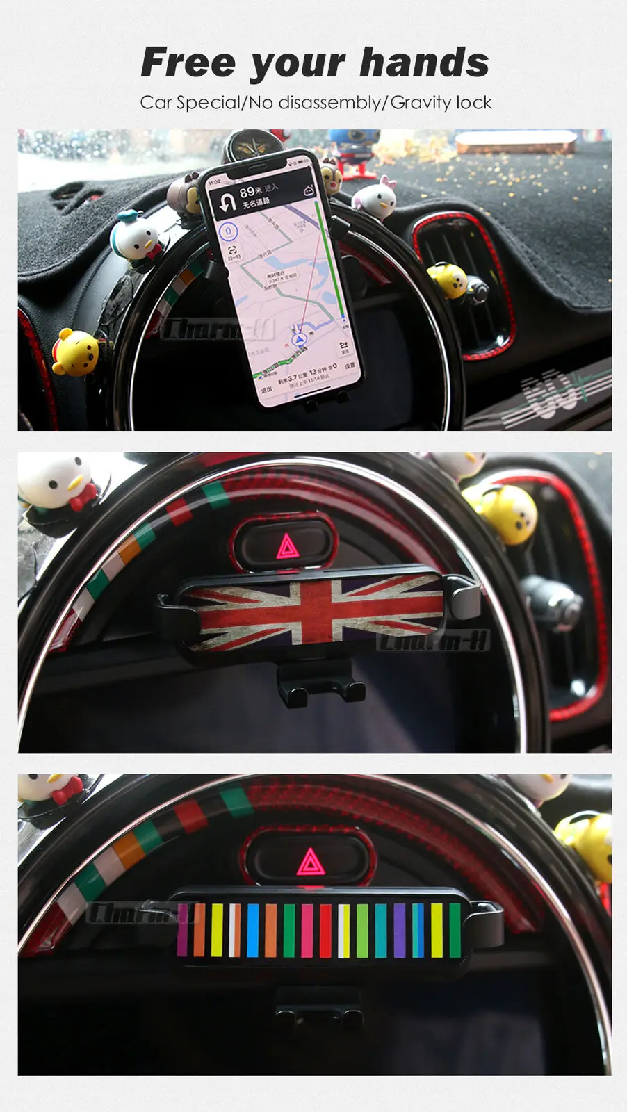 For MINI Cooper F54 F55 F56 F57 F60 Dashboard Slot Phone Bracket Holder Mount Alloy and ABS