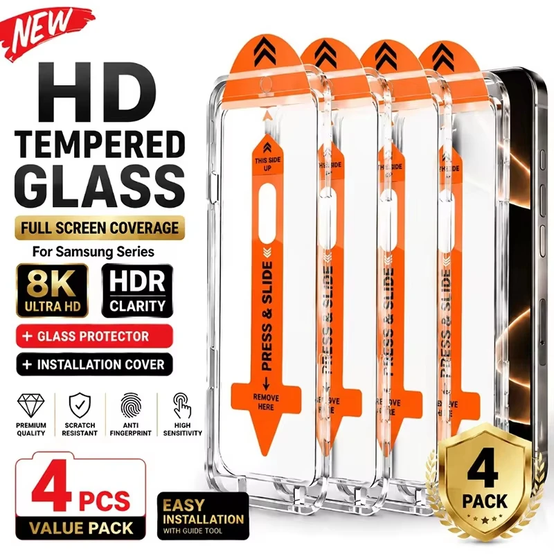 1-4Pcs Screen Protectors For Samsung A57 A56 5g A17 A16 A37 A36 A27 A26 A73 A55 A54 A53 A35 Automatic Dust Remova 9D Full Cover