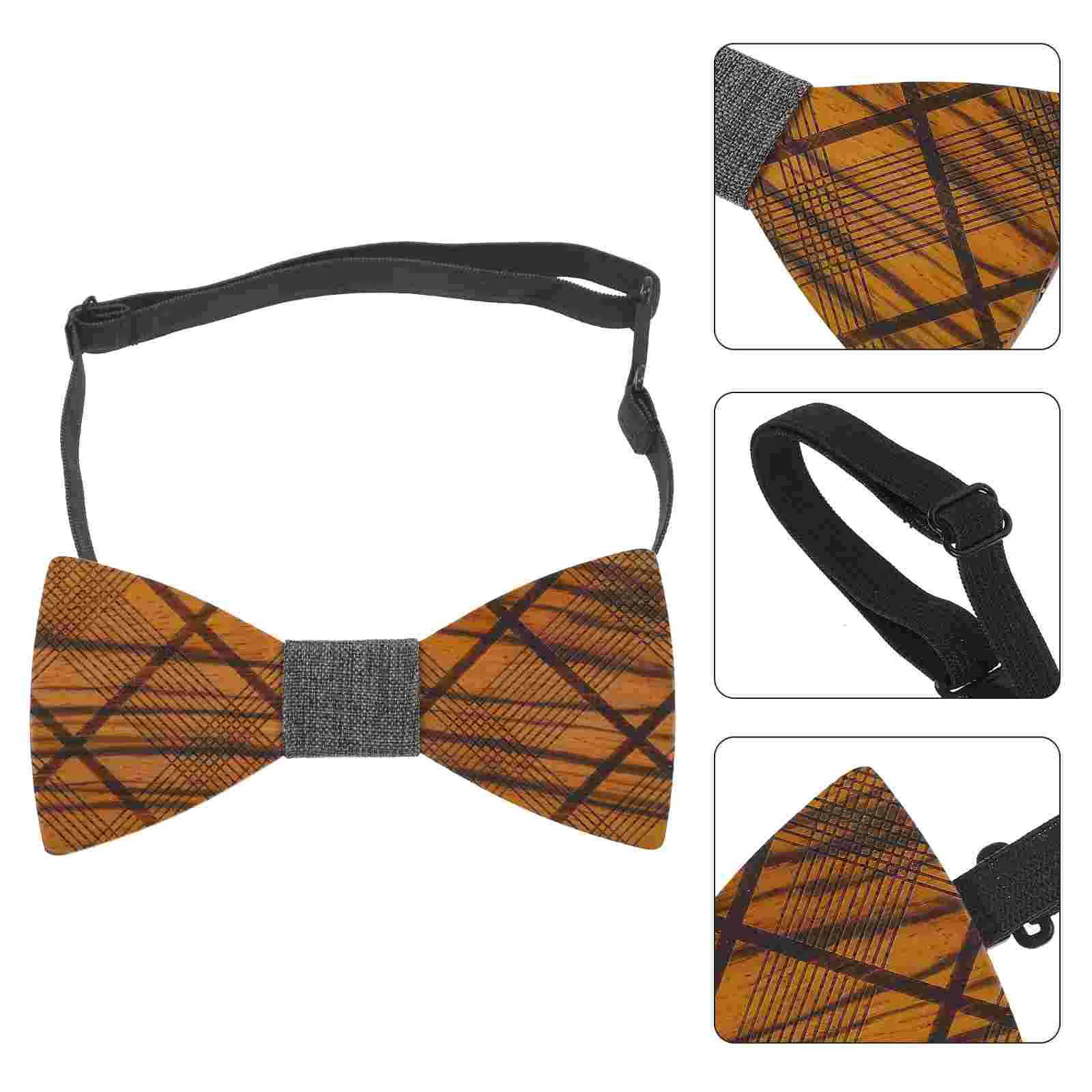 Wooden Bow Tie Mens For Stripe Receive Flowers Groom Bachelor Party Bowtie Wedding Ties