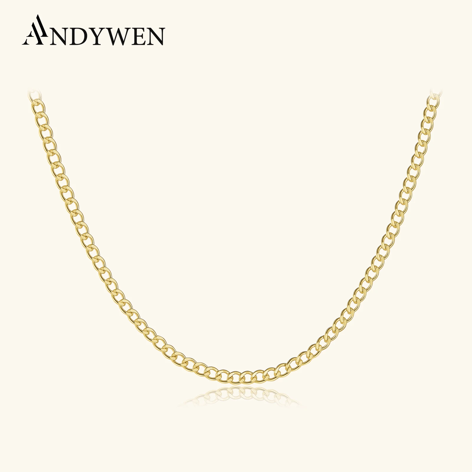 

ANDYWEN 925 Sterling Silver Gold Long Chain Thick Choker Necklace 2025 Dainty Fashion Wedding Party Rock Punk Neck Jewelry