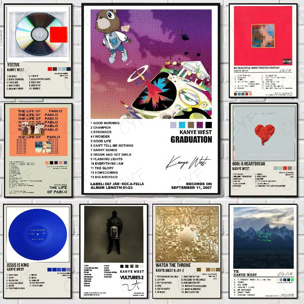 

Hip pop Rapper K-Kanye West Poster Wall Art Painting Sticker For Home Room Decoration Bedroom Decor Waterproof Posters