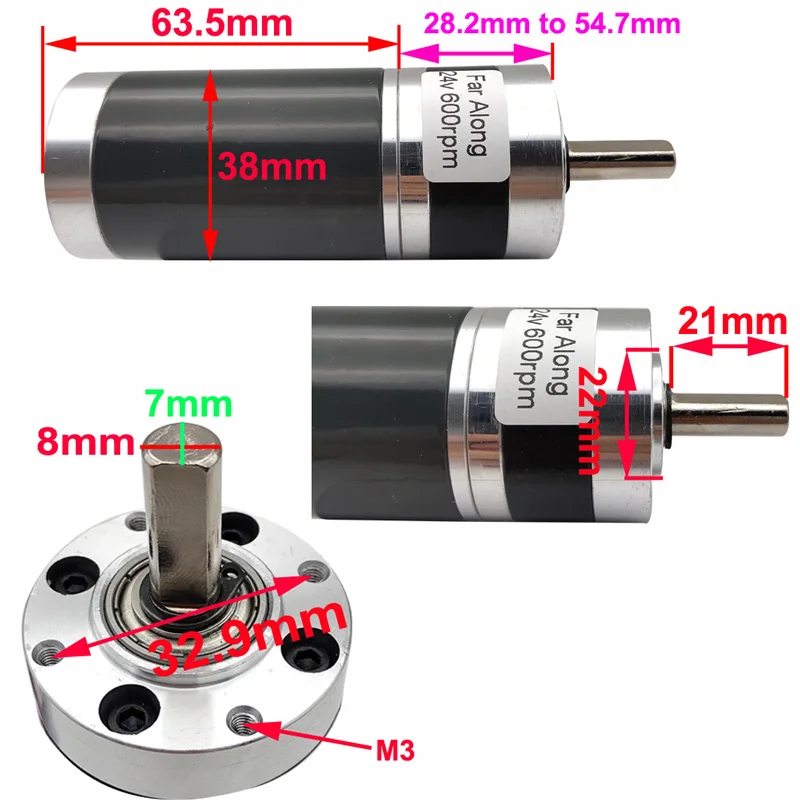 12V 24V DC Planetary Geared Motor Long Life High Torque Low Speed 5 To 500RPM Forward And Reverse Adjustable Speed 10W DC Motor