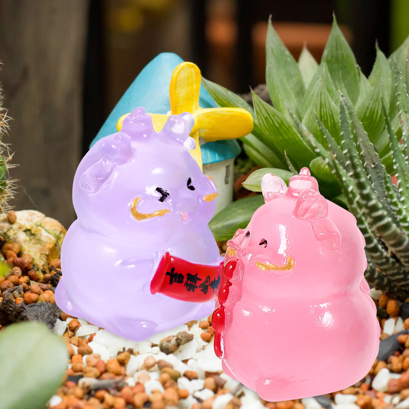 

8 Pcs in Decor Miniature Figurines Night Light Ornament Plant Pot Miniature Dragon Decoration Decoration