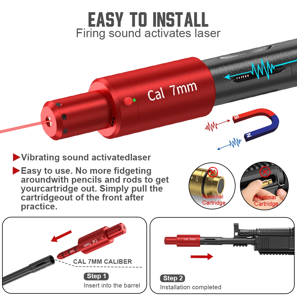 مدرب الضوء الأحمر الأخضر المغناطيسي متعدد الوظائف مقاس 7 مم، ثنائي الغرض للتدريب والمعايرة