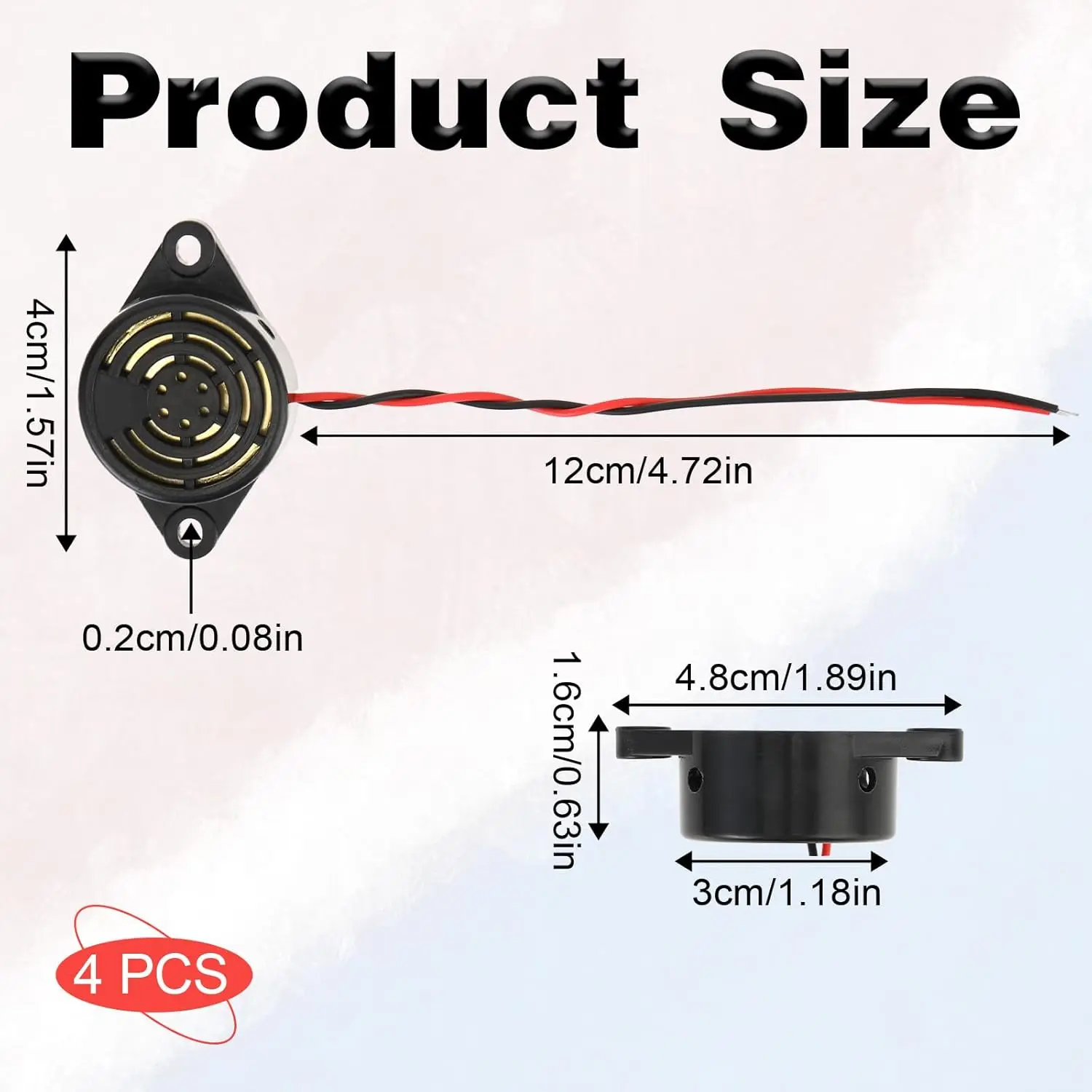4 قطع SFM-27-W صفارة إنذار نغمة الأجراس، تيار مستمر 3-24 فولت 90 ديسيبل صفارة إلكترونية بيزو نشطة، مكبر صوت أسود مستمر