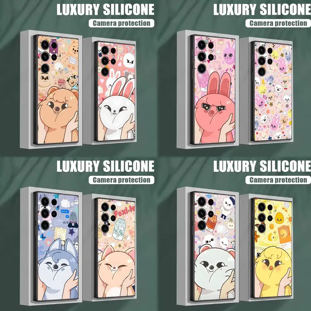 

S-Stray-K-Kids-s Skzoos Kpop Phone Case For Samsung S25,S24,S23,S22,S21,S20,S10,Ultra,Plus,Lite,FE,Soft Silicone Black Cover