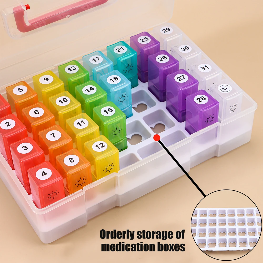 30 Day Pill Box AM PM, BPA Free One Month Medicine Organizer Twice Daily, 32-Day Case To Hold Vitamins, Supplements & Medication