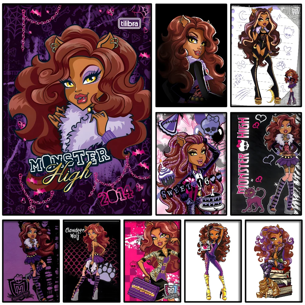 Anime Cartoon Monster High Clawdeen Wolf Poster Self-adhesive Art Waterproof Paper Sticker Coffee House Bar Room Wall Decor