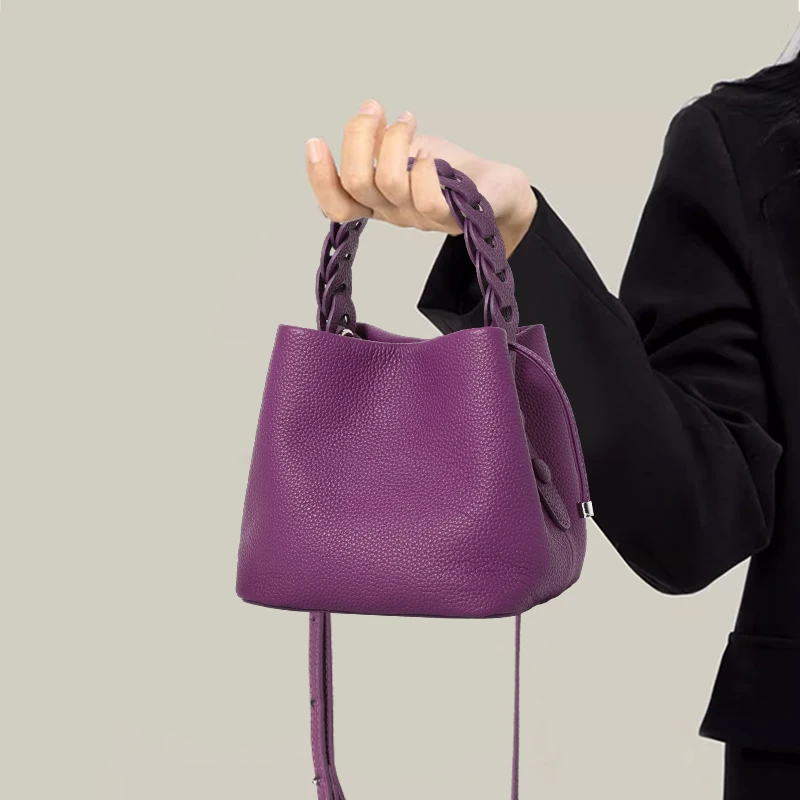 

Первый слой из воловьей кожи, текстурированная сумка-ведро из натуральной кожи, универсальная модная сумка через плечо на одно плечо