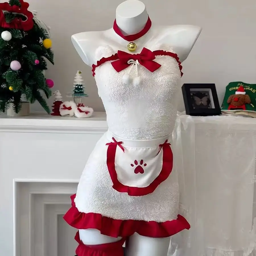 

New Christmas clothing sexy pure desire cute maid outfit plush atmosphere tube top hip skirt Christmas dress now