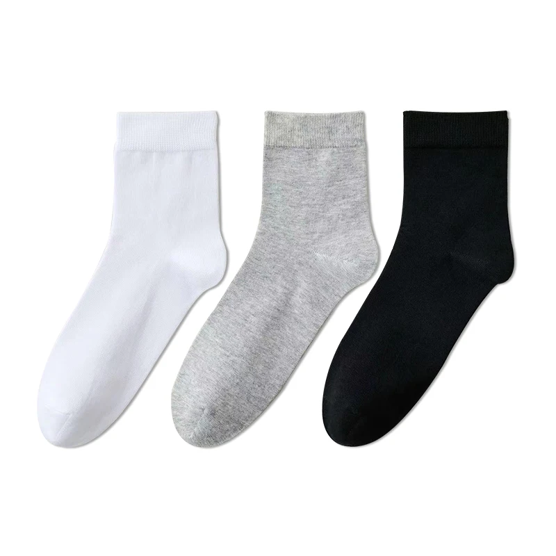 MiiOW 100% Pure Cotton Socks Men Business Dress White Black Long Sock Deodorant Antibacterial Sports Sock Running Plus Size Sock