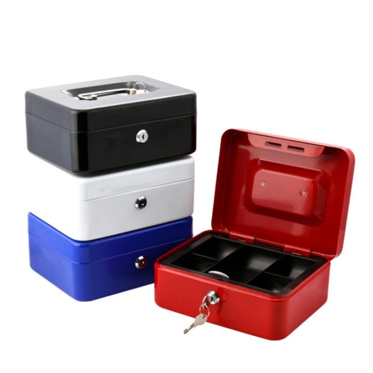 ZYLX SHOPPING – Caja de Caudales Metálica con Llave, Portátil y Segura para Dinero, Joyas y Documentos