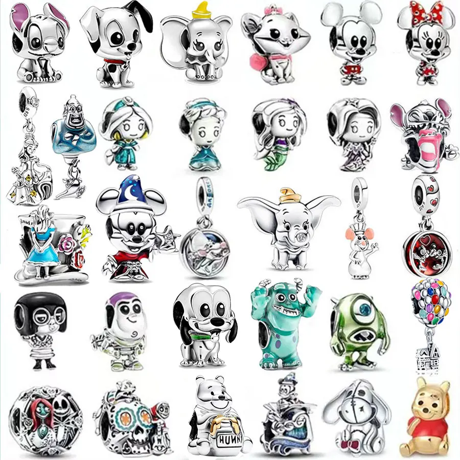 Najlepiej sprzedający się charms/koralik z serii Disney, wykonany ze srebra próby 925, idealny do oryginalnej bransoletki DIY! Moda urodzinowa dla kobiet