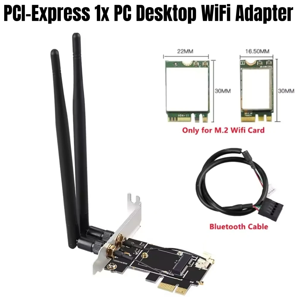 PCI-E X1 Desktop Computer WiFi Adapter for NGFF M.2 Wifi Cards for AX210 AX200 AC9260 AC8265 AC8260 AC7265 AC7260 AC3165 AC3160