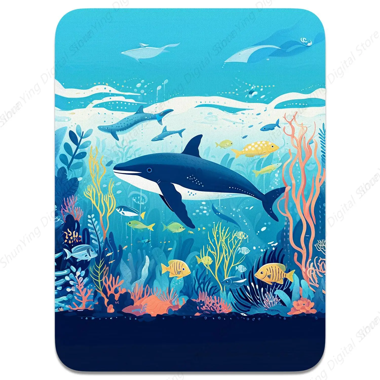 Marine Creature Whale Rubber Waterproof Mouse Pad Cute Mouse Pad For Men's And Women's Laptops Home Office 25*30cm