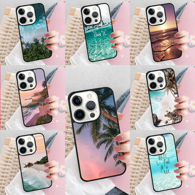 Beach Summer Soft Phone Case Cover for iPhone 16 Promax 15 Pro 13 14 Plus 11 12 Mini XR XS MAX Coque