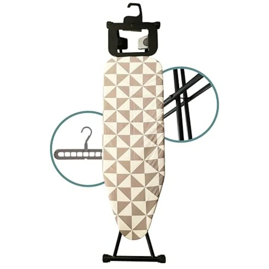 

Compact Foldable Ironing Board with Safety Stand for Small Spaces Thick Pad Cover in Black Hght Adjustable Up to 33 4 Steel Leg