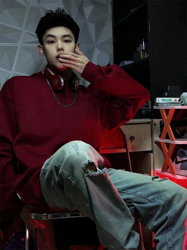 

Large Size Bla Hoodl Sweatirt Men's Autumn Winter Cleanfit Haome Base Layer irt Inner Wear American Sle Cotton ...