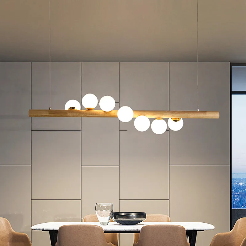 

Japanese restaurant chandelier wabi sandy wind retro solid wood long dining room lamp new Chinese tea room bar table chandelier
