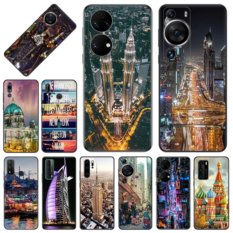 Phone Case For Honor X9b X6 a X7 X8 b 4G 70 90 Magic5 Night Turkey Dubai City Huawei P20 P30 P40 P-SmartZ Soft Protective Cover