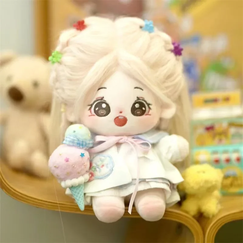 20cm long hair Kawaii Plush Cotton Doll Idol Stuffed Super Star Figure Doll Can Change Clothes Gift