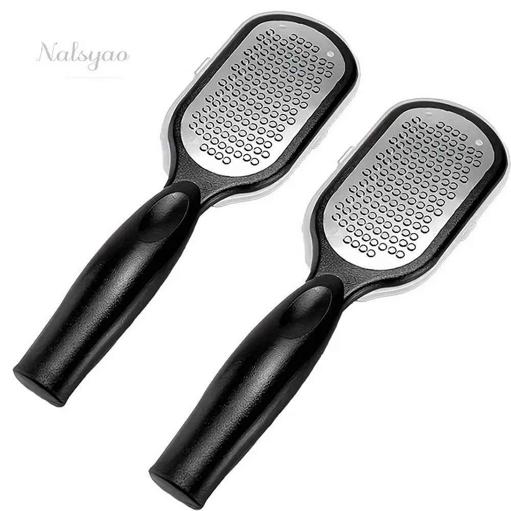 Professional Heavy-Duty Stainless Steel Painless Foot File & Remover for Cracked Heels Care with Splash Guard Handle