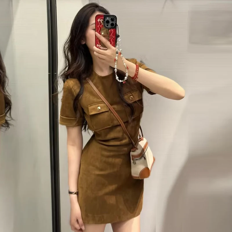 Feminino 2025 novo vestido de verão chique elegante fino o pescoço confortável rua férias vestido moda juventude férias mini vestido