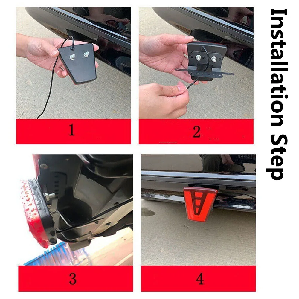 12V F1 Style Led  Red Third Rear Tail Brake Light Warning Stop Fog Lamp Brake Lights Pilot Light For Car SUV JDM BBA Motorcycle