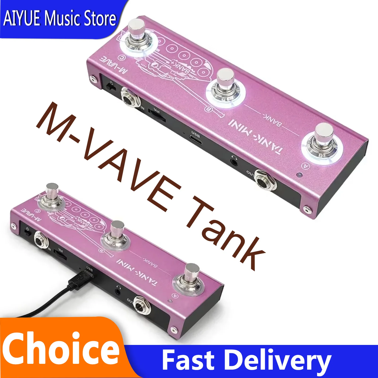 M-VAVE Tank Mini Multic Effects Guitar Bass Pedal Support IR and OTG Recording Built-in Cab/Amp/Mod/FX/ Reverb Effects Delay
