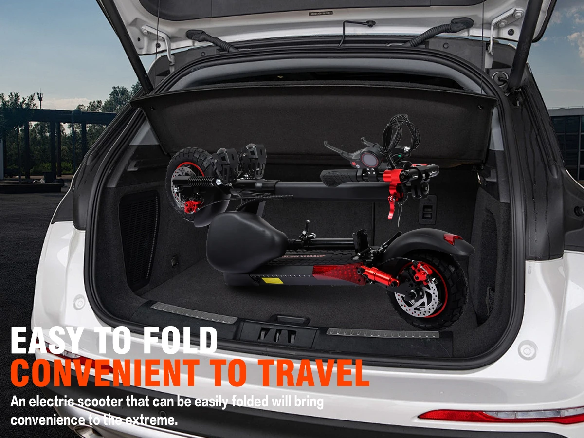 800W Portable Electrice Scooter with Seat, 10"Off-Road Vacuum Tire, 30 Miles Range,Foldable E-Scooter
