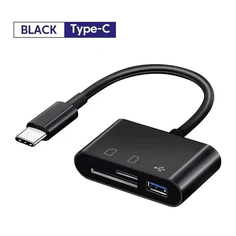 Fro adaptor typ-c 3 dalam 1, pembaca kartu memori TF SD OTG USB C USB 2.0 konektor kartu untuk Samsung Xiaomi Macbook USB Tipe C