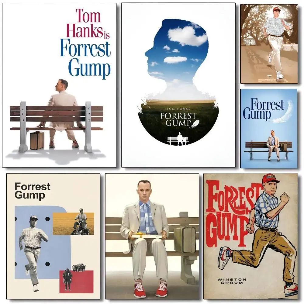 1 unidade de Adesivo de Pôster do Filme Clássico Forrest Gump, Impressão à Prova d'Água, Arte de Parede para Sala de Estar, Quarto, Decoração de Casa