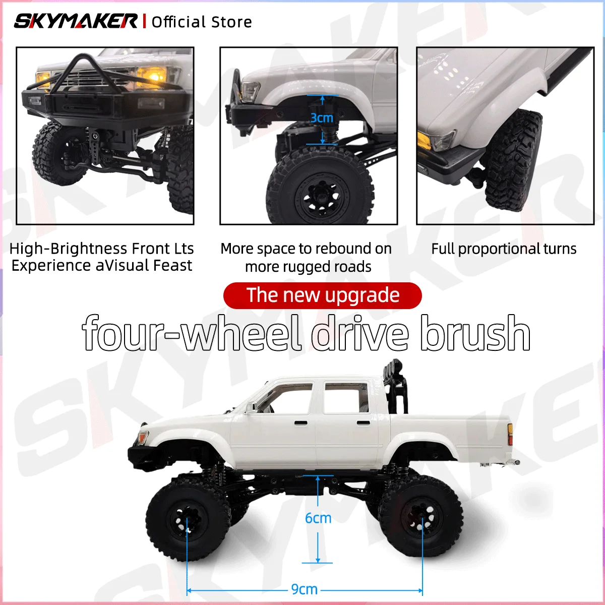 WPL C64-1 RC รถ 1:16 Hailax 2.4G 4WD รีโมทคอนโทรลรถบรรทุกควบคุม LED Light ไฟฟ้าของเล่น Off-รถโหมด