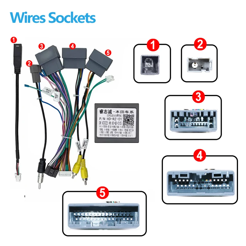 16PIN Android car radio stereo wire harness plug power cable adapter canbus for Honda Vezel HR-V XR-V Crider Jade Fit  City