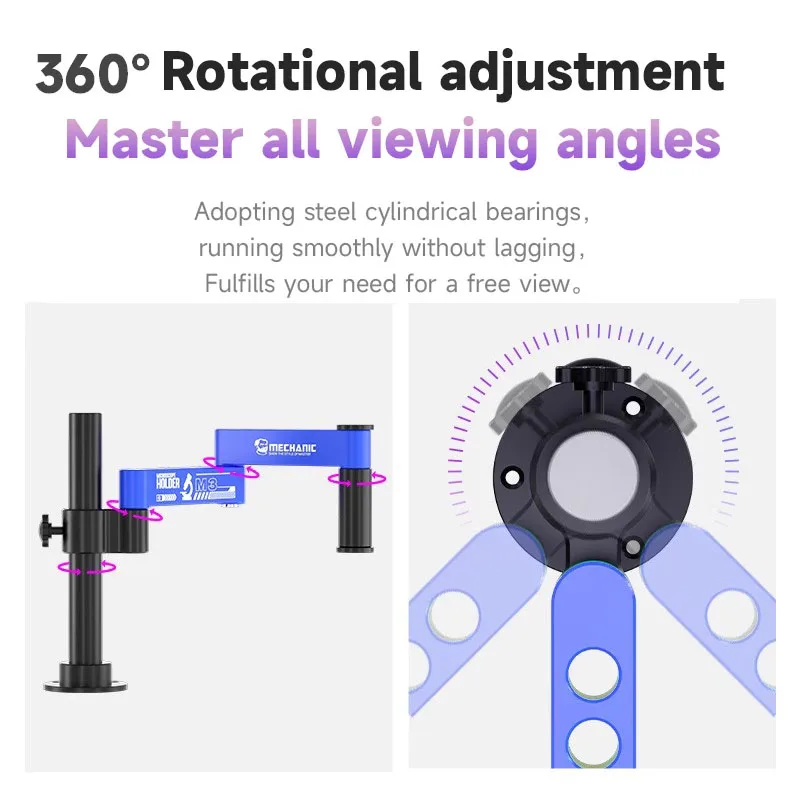 MECHANIC M3 Microscope Swing Arm 360 ° Movable Universal Metal Bracket Aluminum Alloy Telescopic Folding Column Bracket