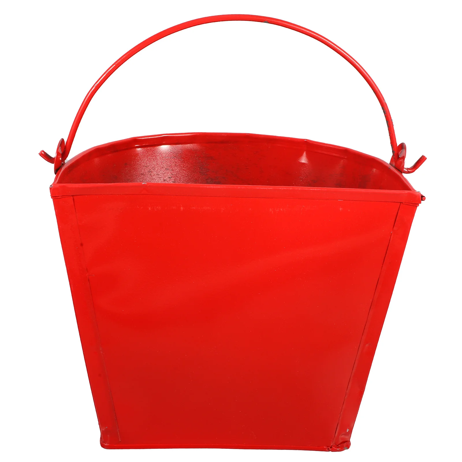 Balde de areia de emergência vermelho, ferro reforçado, equipamento de combate a incêndios, recipiente de areia semicircular criativo para uso de bombeiro, 1 peça
