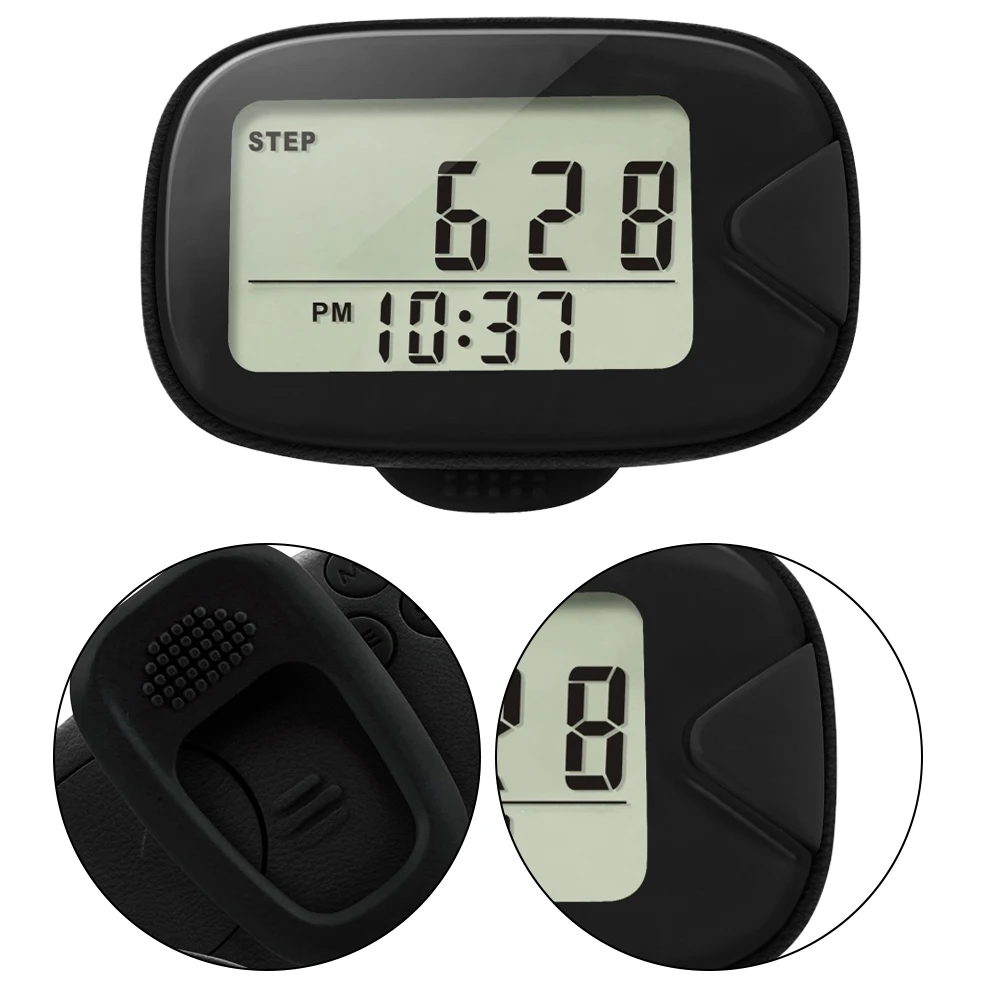 Podómetro con Clip, Contador de Pasos con Pantalla LCD, Podómetro Portátil Multifunción para Deportes al Aire Libre