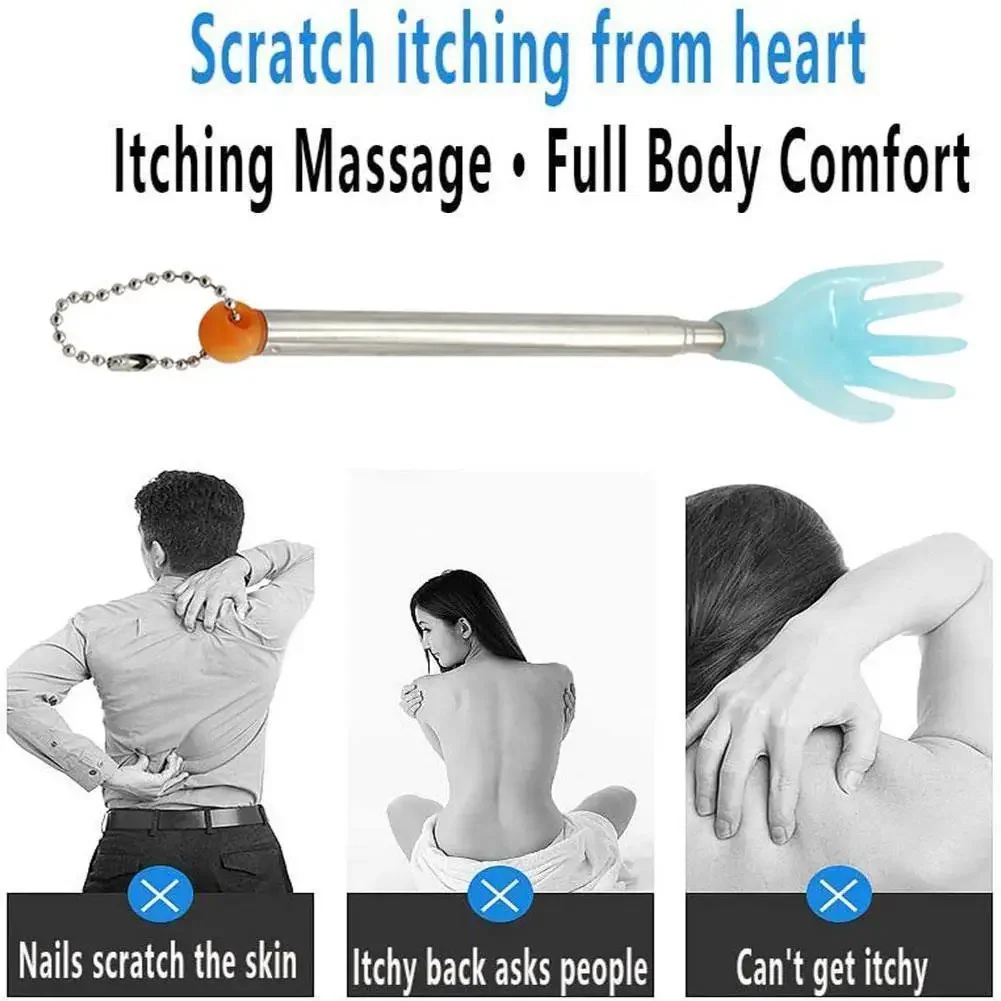 Telescopic Scratcher Tickle Steel Back Massage Itch Anti  Stick Yellow and Blue for   Adjustable Relax